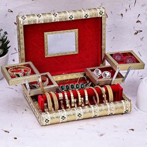 Gold Jewellery Vanity Box Organisers Fashionable