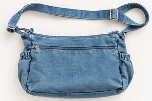 Denim Crossbody Bag with Multiple Pockets