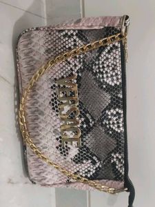 Versace Snakeskin Clutch with Gold Chain