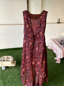 Silk Anarkali Floral  Kurta With Embroidery