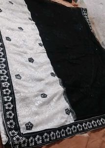Stunning Black &amp; White Sequin Saree