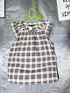 ZARA Plaid Flutter Sleeve Top