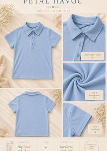 🦋Sky Blue Ribbed Polo Tee