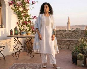 Elegant sky blue Ethnic Kurta Set with Dupatta