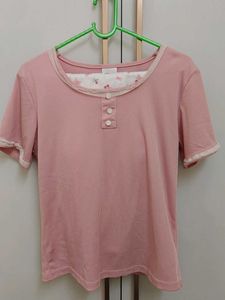 Pink Cherry Print Padded nightsuit for girls