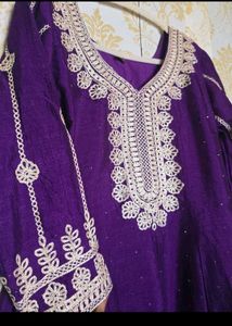 Elegant Purple Embroidered anarkali Set