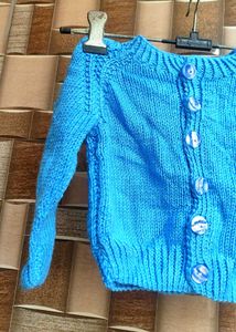 Cute Blue Knitted Baby Cardigan