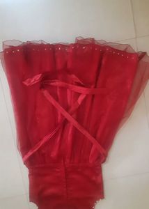 FREE New Baniyan With Red Satin Party Dress.