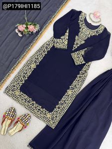Heavy Work Navy Blue Kurta Set