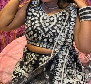 Elegant Black &amp; White Lehenga Choli