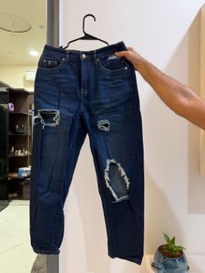Stylish Ripped Blue Denim Jeans