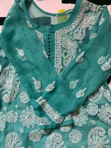 Chikankari Embroidery Green Kurta