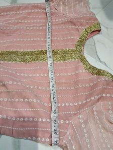 Elegant Peach Embroidered Kurta Set 3pc