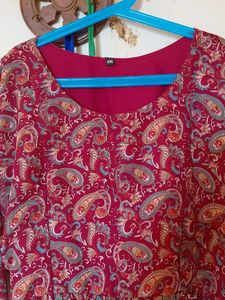 Elegant Red Paisley Print Gown