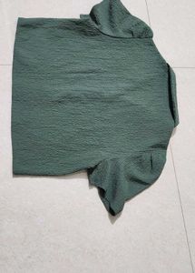 Olive Green Textured Crop Top