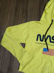 Vibrant Yellow NASA Graphic crop Hoodie..