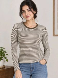 Striped Long Sleeve Casual Top - brand new
