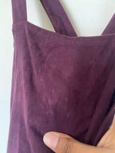 Chic Burgundy Overall Dress