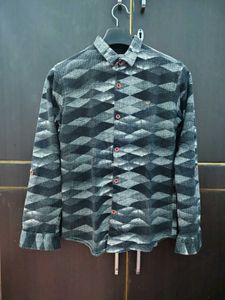 Boy's Patterned Casual Shirt black and white