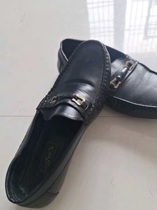 New Black Leather Loafers