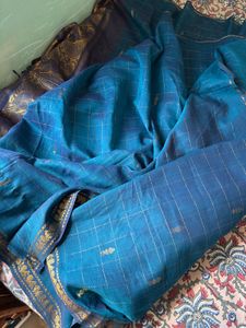 Elegant Blue &amp; Purple Saree with Gold