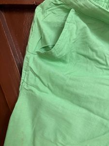 Green Printed V-Neck Kurta set