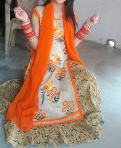 Designer Orange ehtnic kurti