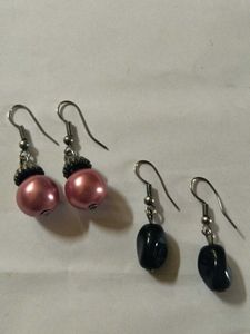 Earring Bundle: Pink Pearls &amp; Black Stones