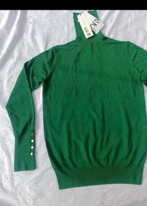 Zara Green Turtleneck Sweater
