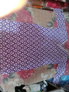 Purple & White Patterned Kurta