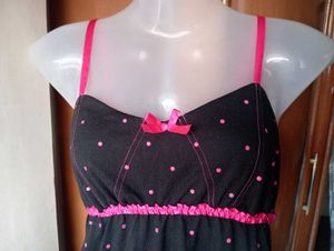 Cute Black &amp; Pink Polka Dot Nightdress