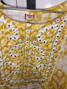 Full set Yellow Floral Kurta with Mirror Work