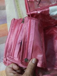Quilted Pink Travel makeup kit Pouch