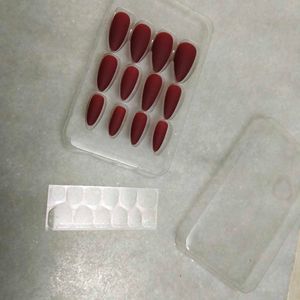 Matte Red Almond Press-On Nails