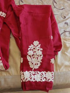 Beautiful Red Kurta with White Embroidery