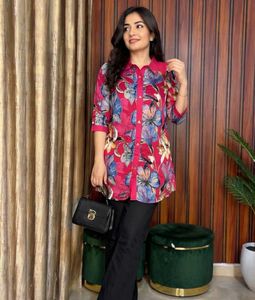 Vibrant Floral Printed Chinnon Shirt