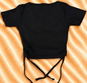 H&amp;M black wrap crop top