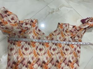 Stylish Printed Kurta with Lace Detail