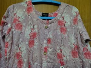 Pink Floral Printed Kurta xl new