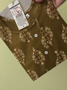 Olive Green Printed Kurta