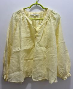 Zara Linen Ramie Button Up Blouse