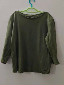 Solid Olive Green Long Sleeve Top