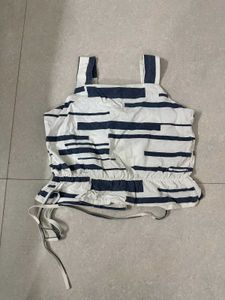 Striped Ruffle Crop Top