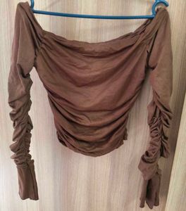 Brown Off-Shoulder Top