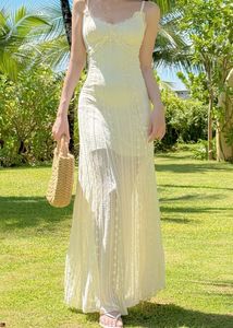 Elegant Cream Lace Maxi Dress