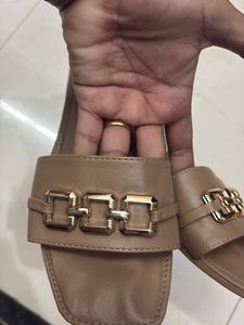 Chic Nude Slides with Gold Detail