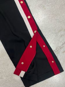 Black Wide Leg Pants with Snap Buttons
