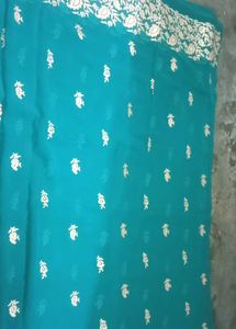 Teal Embroidered Saree