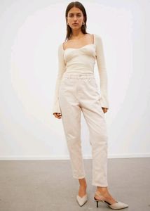 H&M Slim Mom High Ankle Jeans - Light Beige