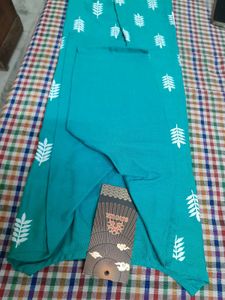 Anouk Teal Leaf Print Kurta